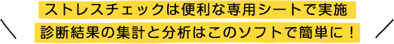 ストレスチェックは便利な専用シートで実施 診断結果の集計と分析はこのソフトで簡単に！